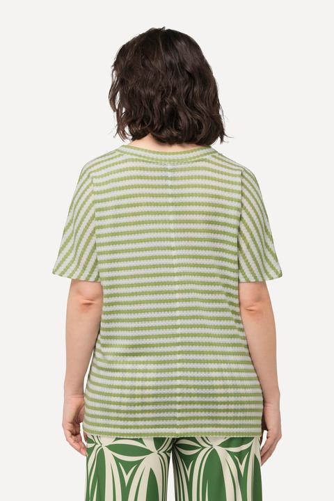 Produktbild Ulla Popken Sweatshirt, Two-Tone, Oversized, V-Ausschnitt, Halbarm (62)