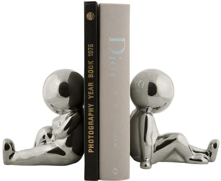 Produktbild present time Buchstütze Joey 2 Stück, Silber