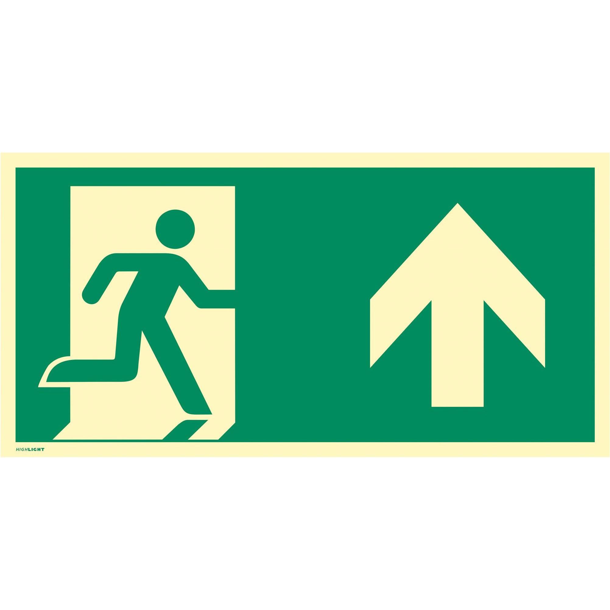 4x Moravia, Sicherheitskennzeichnung, Rettungszeichen Notausgang Folie, Richtungspfeil oben, 297x148 mm