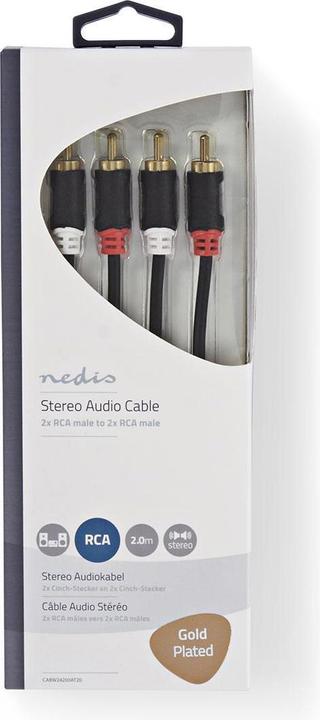 Productafbeelding Nedis Audiokabel Stereo 2X R AC Mannelijk - 2X RCA Mannelijk (2 m)