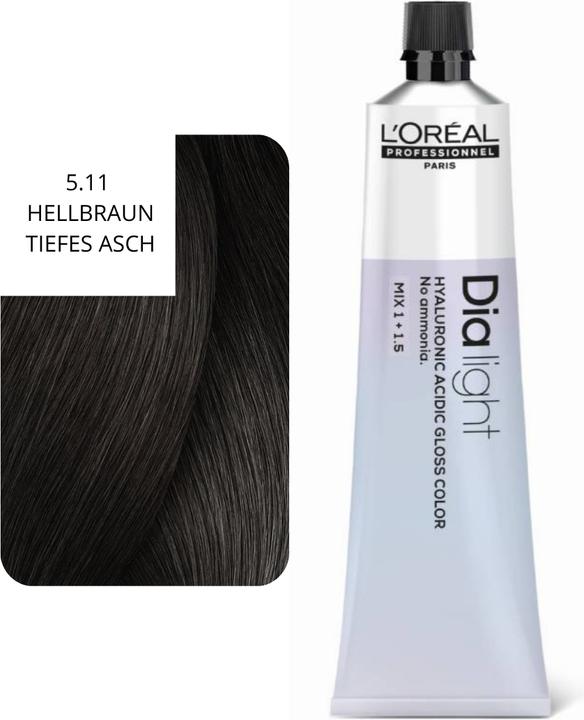 Image du produit L'Oréal Professionnel L'Oral Professionnel Dialight 511 Light Brown Deep Ash 60ml Hair Color (Marron clair Cendré profond)