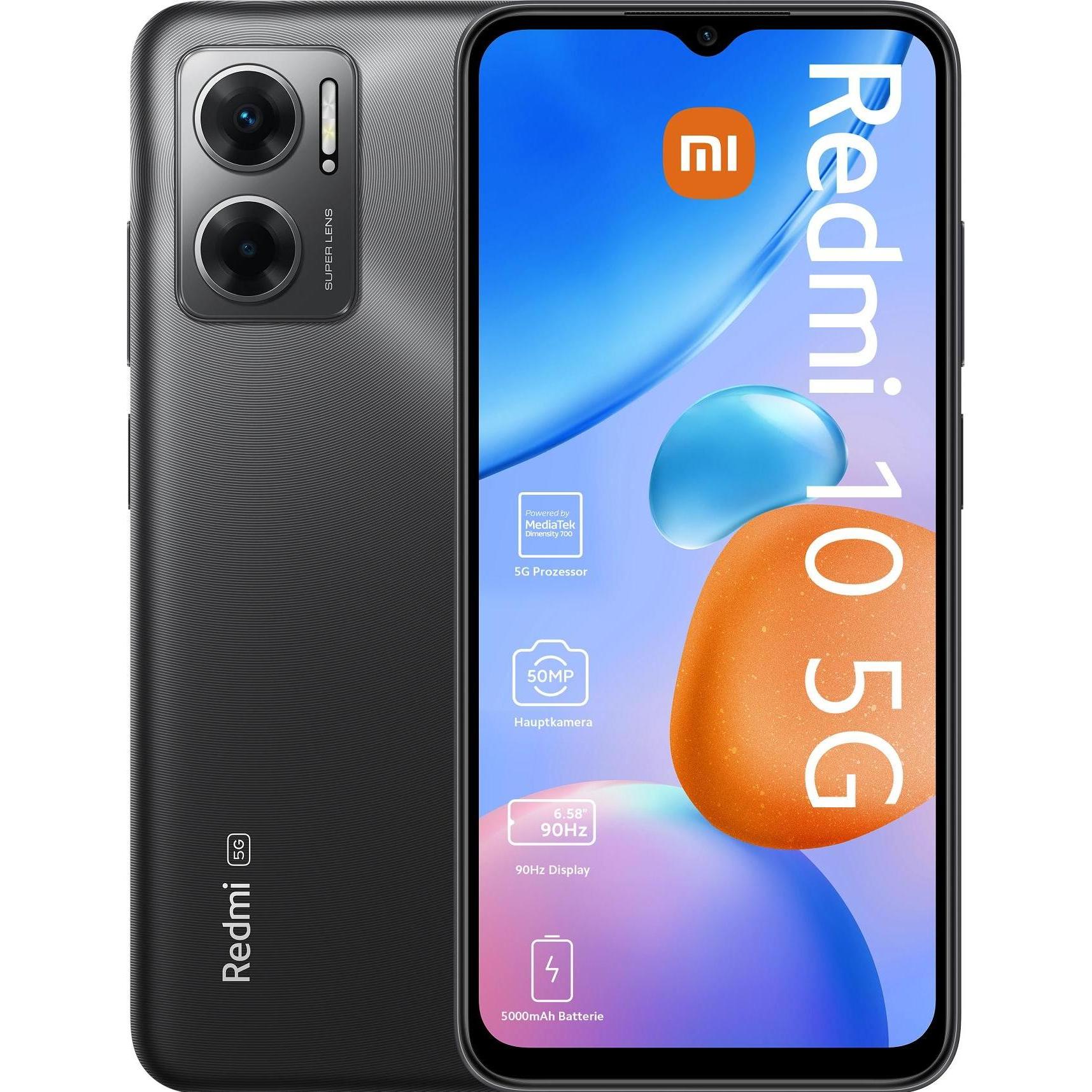 Xiaomi Redmi 10 (64 GB, Graphite gray, 6.58", Dual SIM, 50 Mpx, 5G), Smartphone, Grau