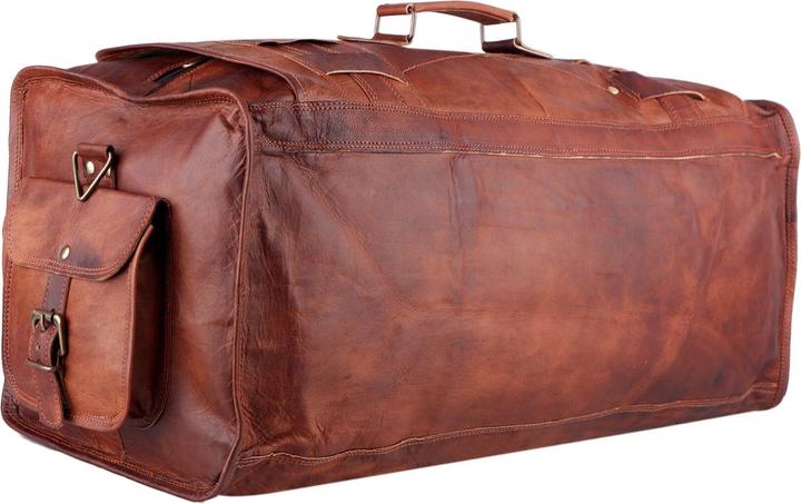 Image du produit Only-Bags.Store Sac de voyage en cuir pleine fleur avec rabat pour hommes, sac de voyage pour la nuit, sac de