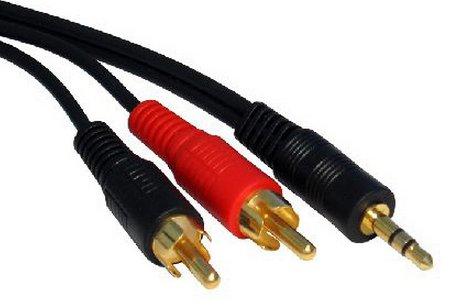 Actual product image RS PRO 3.5mm Stereo to Twin RCA Cable - 1 Metre (1 m, 3.5mm jack (AUX), Cinch)