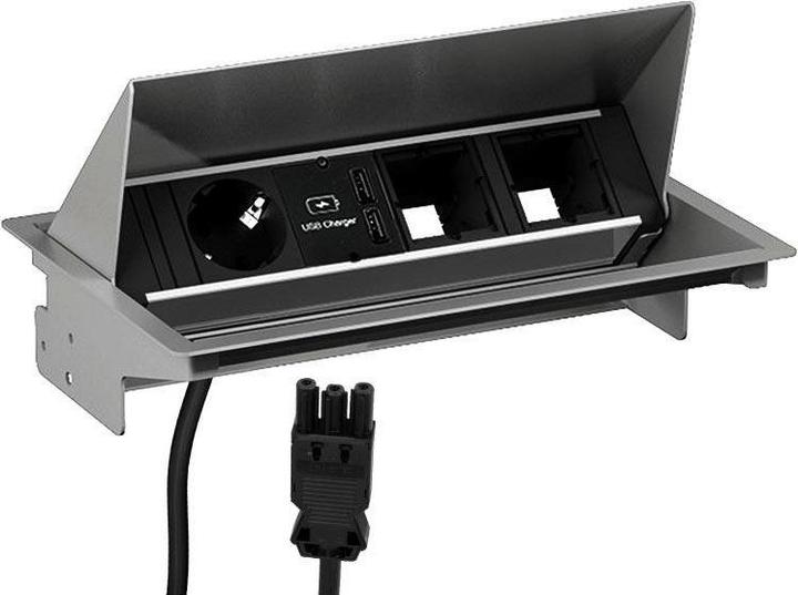 Immagine prodotto Bachmann 900.408 CONEO Set telaio d'installazione e striscia di prese a 4 pieghe (4x, CEE 7/3)