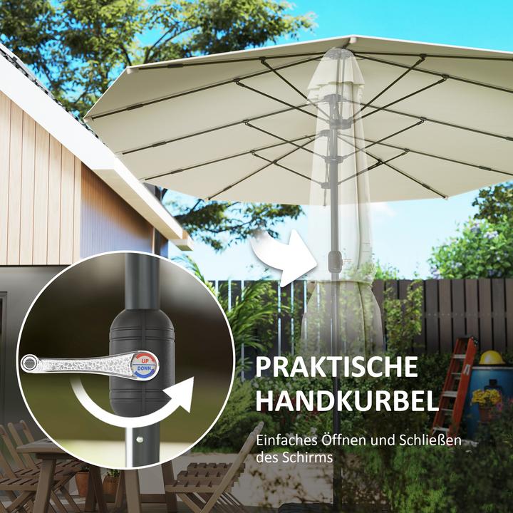 Produktbild Outsunny Doppelsonnenschirm Stahl, Polyester Beige (2.60 m)