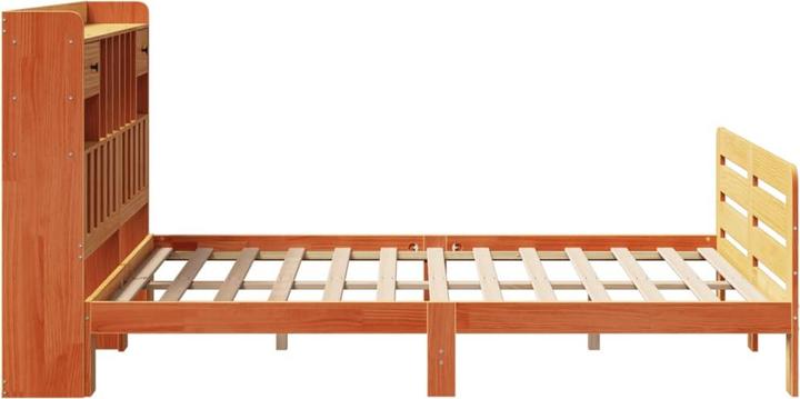 Produktbild vidaXL Massivholzbett Holzbett Bett mit Regal ohne Matratze Weiss 180x200cm (180 x 200 cm)