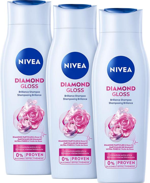 Actual product image NIVEA Diamond Gloss Shampoo Trio (750 ml, Liquid shampoo)