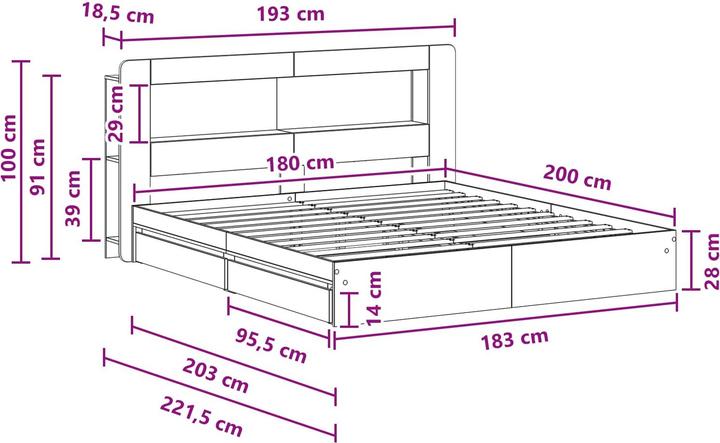 Produktbild vidaXL Bettrahmen (180 x 200 cm)