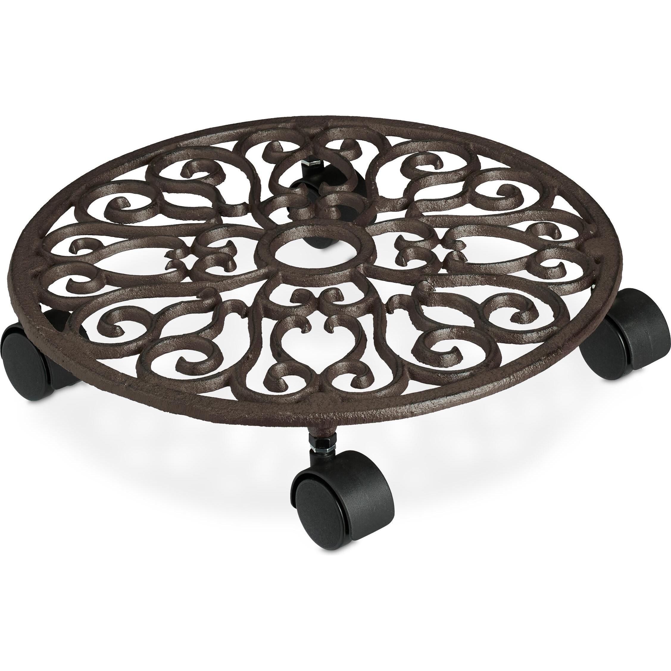 Relaxdays, Pflanzenständer + Blumentreppe, Pflanzenroller