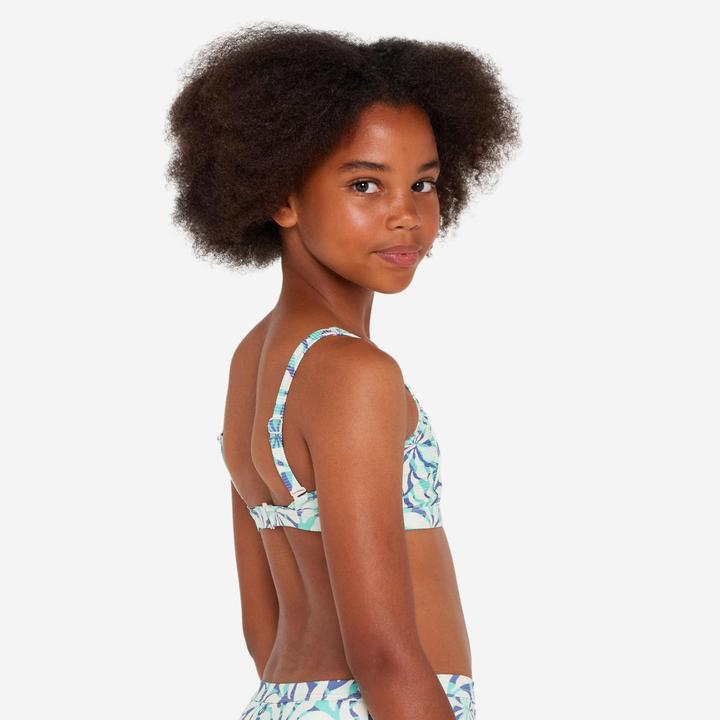 Produktbild Olaian Bikini-Oberteil Mädchen Bustier verstellbar 500 Nora violett geblümt (140)