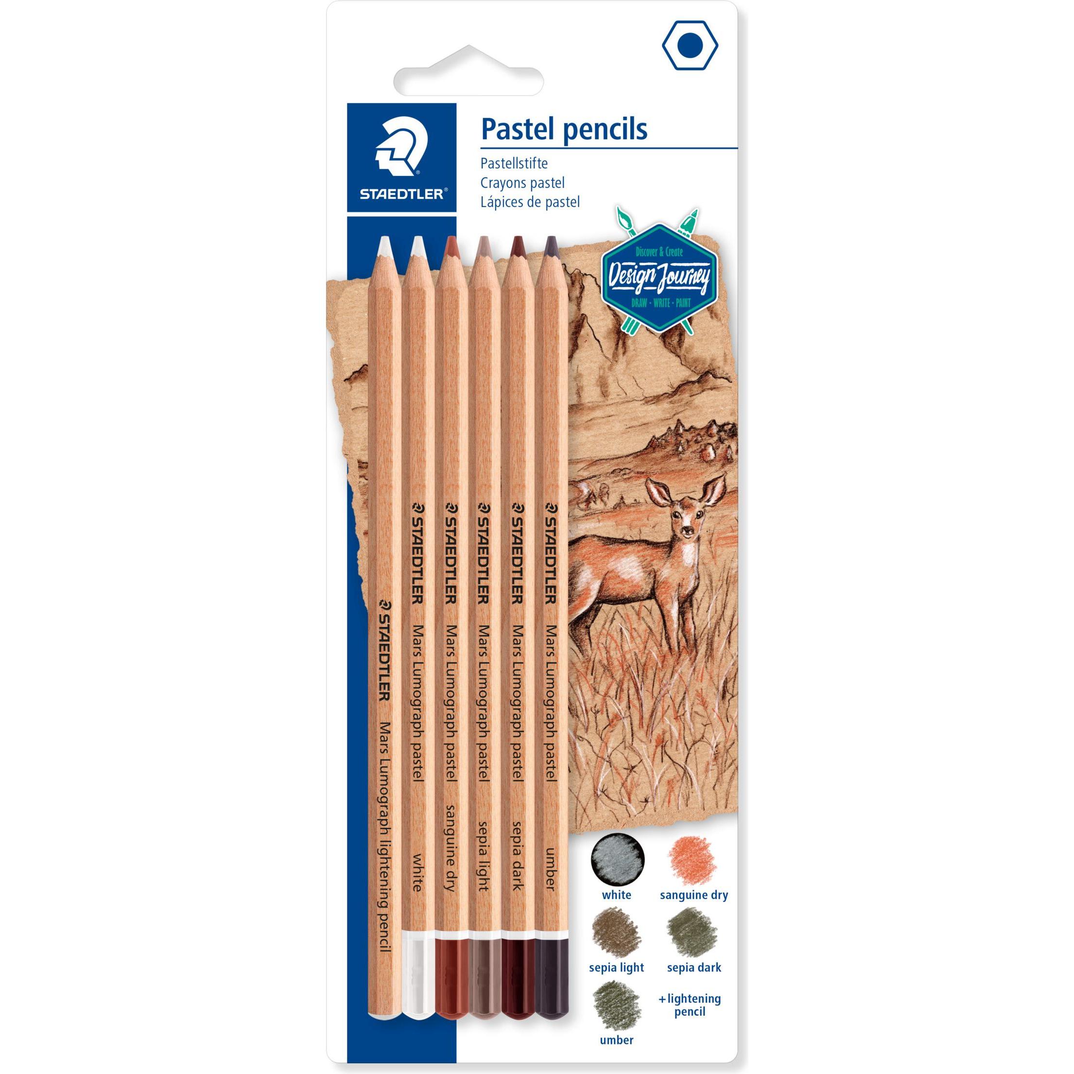 Staedtler, Malstifte, Mars Lumograph pastel 100P Pastellstifte (6 Farben, 6 x)