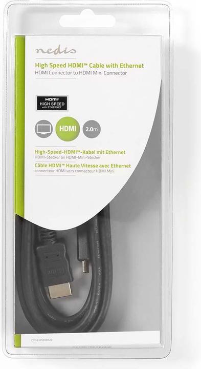 Produktbild Nedis High Speed??HDMI T Kabel mit Ethernet HDMIT Stecker HDMIT Mini Stecker 4K@30Hz 10.2 Gbps 2.00 (2 m)