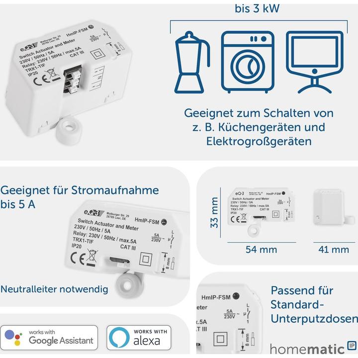 Produktbild Homematic IP Schalt-Mess-Aktor - Unterputz (Schaltaktor)