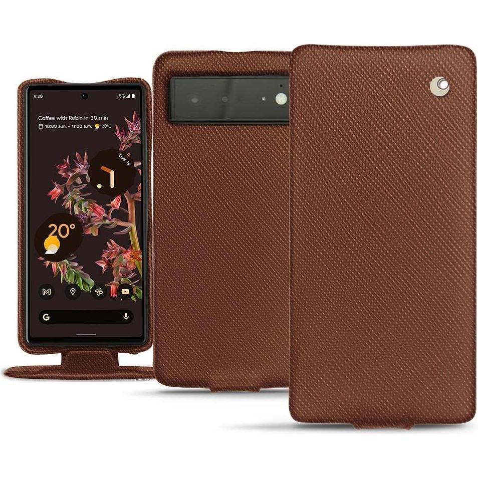 Noreve Lederschutzhülle vertikal (Google Pixel 6), Smartphone Hülle, Braun
