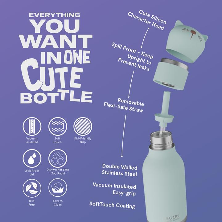 Produktbild Asobu Bestie Kot - Thermoflasche mit Strohhalm 460 ml (0.46 l)