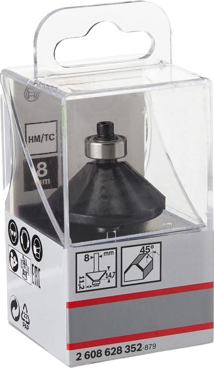 Produktbild Bosch Professional Zubehör Fasefräser, 8 mm, B 11 mm, L 15 mm, G 56 mm, 45°