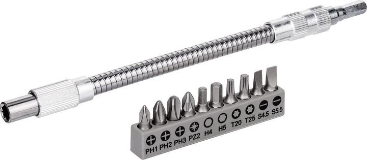Image du produit Bosch Professional Zubehör 11 pcs. extension flexible en métal SDB (Croix Phillips PH, Croix Pozidriv PZ, Hexagonale (hexagonal), Six pans creux TX, Fente à visser)