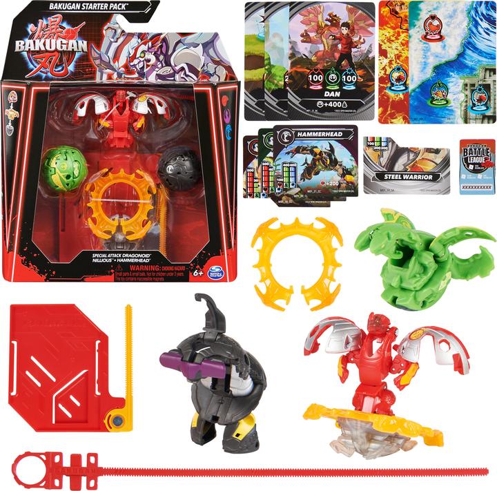 Actual product image Spin Master Bakugan 2023 Starter Pack with 3 Bakugan (incl. 1 Special Attack Dragonoid, 2 Core Balls (Nillious