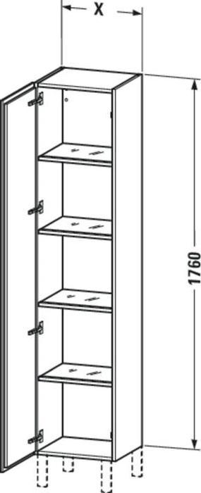 Produktbild Duravit Hochschrank L-CUBE 400x363x1760mm Ans li Ei dkl gebürstet