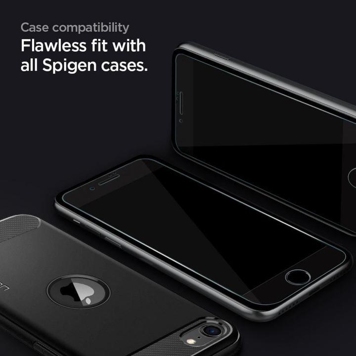 Produktbild Spigen tempered glass GLASS FC 2-pack for iPhone 7 / 8 / SE 2020 / SE 2022 black (2 Stk., Apple iPhone 7, Apple iPhone 8, Apple iPhone SE (2nd Gen), Apple iPhone SE (3rd Gen))
