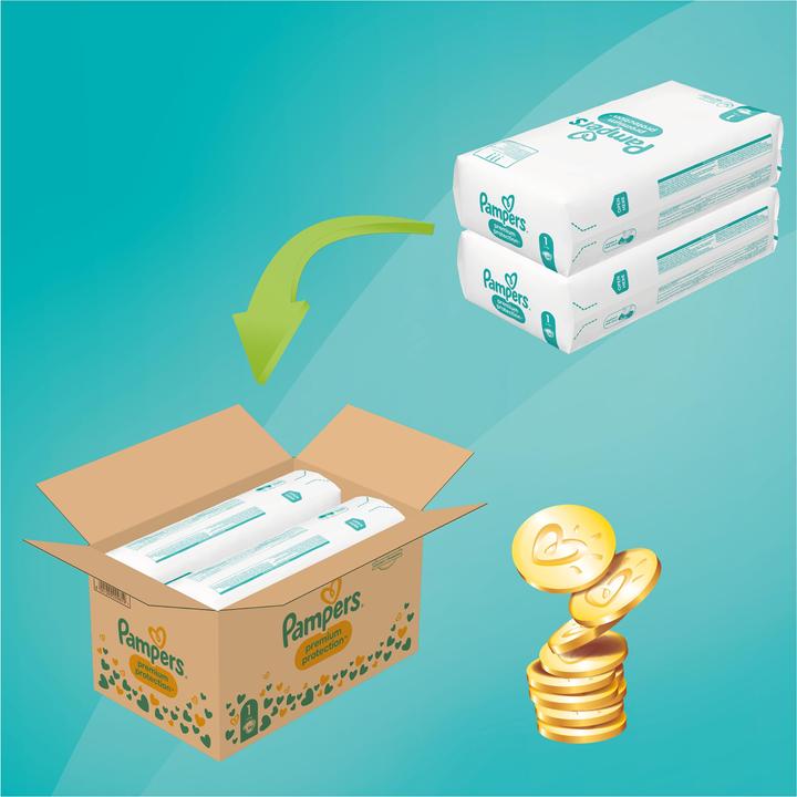 Actual product image Pampers Premium Protection (Size 1, Half month box, 96 Piece)