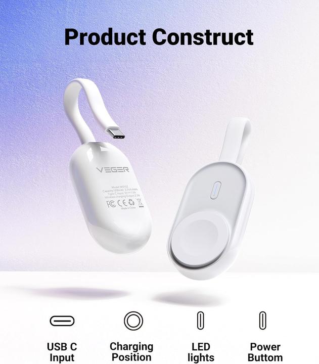 Actual product image Veger Mini-Powerbank für Apple Watch (1200 mAh)