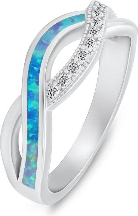Actual product image Brilio Silver - Elegant silver ring with zircons and synthetic opal RI126WLB - Circuit: 56 mm (56)