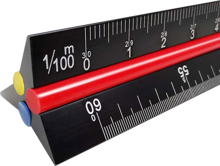 Produktbild Stahlwerk Dreikant-Lineal 3er Set 30 cm mit metrischen Skalen Architekten-Lineal (30 cm)