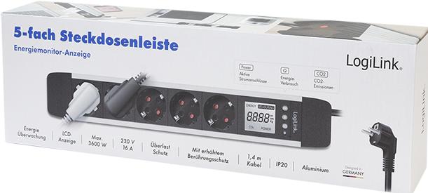 Produktbild LogiLink Prüfen (5 x, CEE 7/3, 1.40 m)