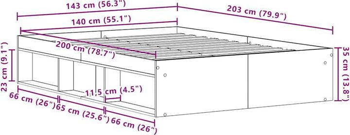 Image du produit vidaXL Bettgestell (140 x 200 cm)