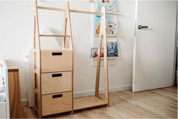 Image du produit Duck Woodworks Porte-manteau pour enfants avec tiroirs