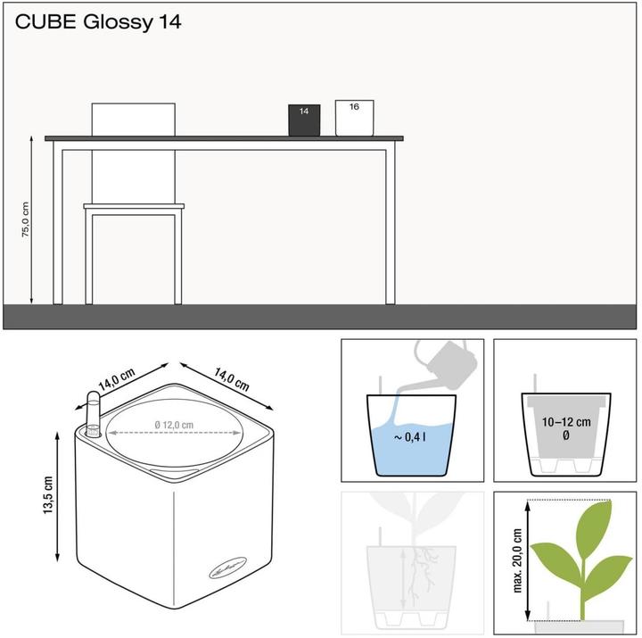 Actual product image Lechuza Cube Glossy (14 cm)