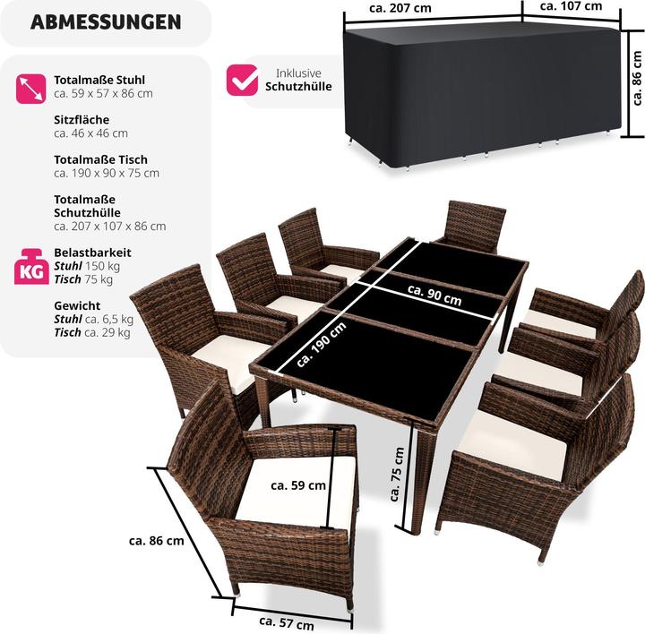 Produktbild tectake Rattan Sitzgruppe Monaco mit Schutzhülle