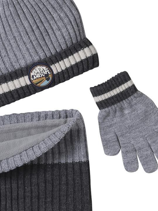 Actual product image Vertbaudet Jungen Set: Mütze, Schlauchschal & Handschuhe mit Dinosaurier (140, 122/128)