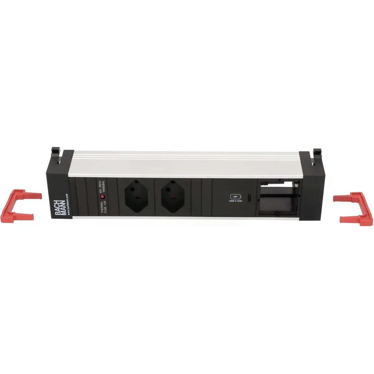 Thumbnail - Bachmann, Steckdosenleiste, Einbausteckerleiste POWER FRAME 2x T13, 1x USB C, 1x Leer (2 x, Typ 13, 0.20 m)