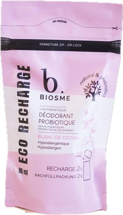 Actual product image Biosme Deodorant probiotic Blanc de coton refill pack Fl 80 ml (Roll-on, 80 ml)