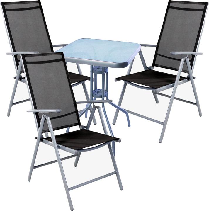 Produktbild Mojawo Bistro Sitzgarnitur Bistrogarnitur 4-teilig Silber/Anthrazit