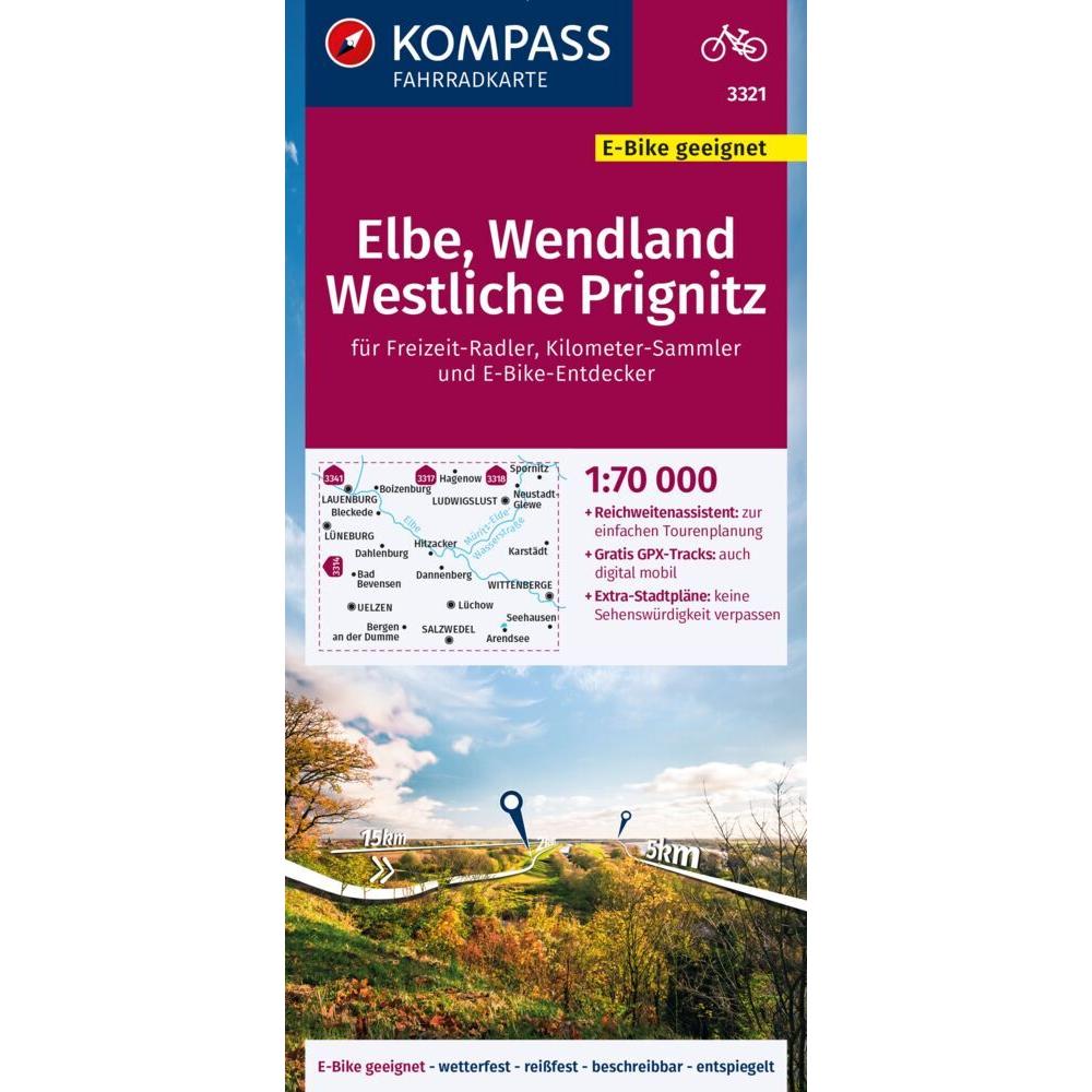Fahrradkarte 3321 Elbe, Wendland, Westliche Prignitz 1:70.000, Landkarte