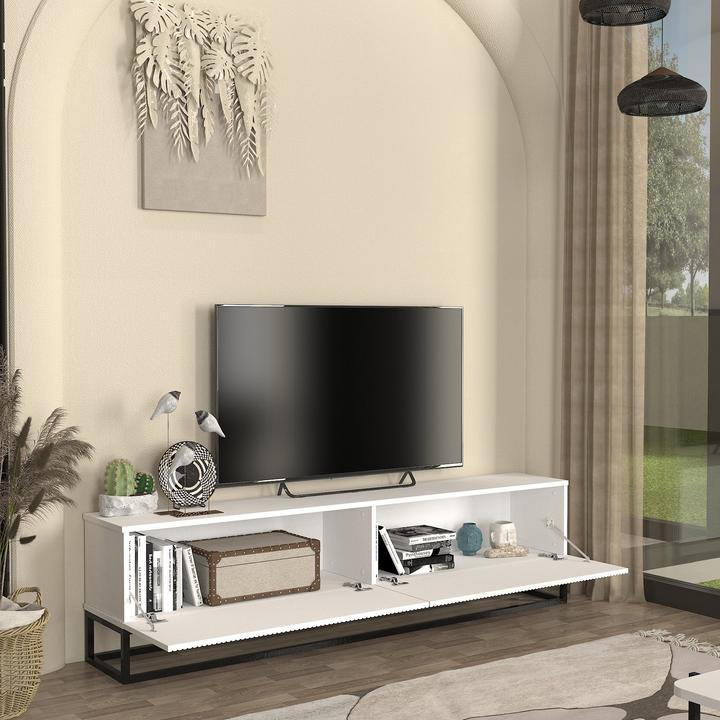 Immagine prodotto En.Casa TV-Lowboard Verpsboga langes Gestell 180x32x47 cm Weiss (31.50 x 32 x 46.50 cm)