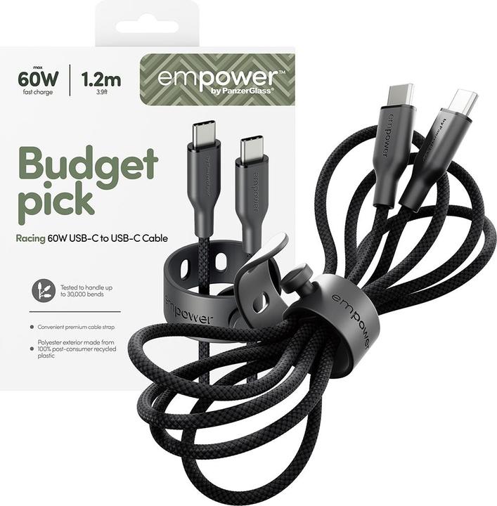 Produktbild PanzerGlass Racing USB-C to USB-C (1.20 m, USB 2.0, 60 W)