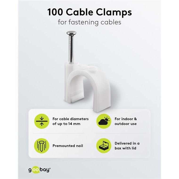 Thumbnail - Goobay, Kabelhalter, Kabelschelle, weiss max. Kabeldurchmesser : 14,0 mm