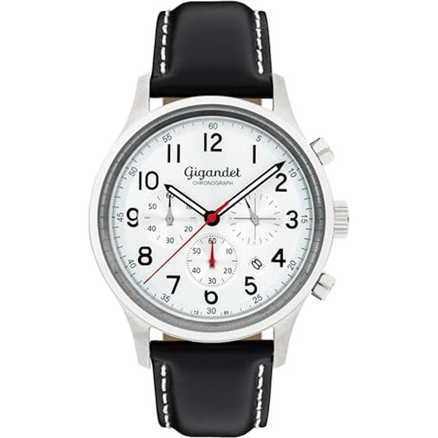 Gigandet, Orologio da polso, Orologio analogo cronografo impermeabile con cinturino in pelle, (Cronografo)