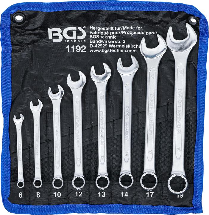 Actual product image BGS Combination Spanner Set 6 - 19 mm 8 pcs. (19 mm, 6 mm, 12 mm, 14 mm, 16 mm, 10 mm, 18 mm, 7 mm, 17 mm, 11 mm, 15 mm, 8 mm, 9 mm, 13 mm)