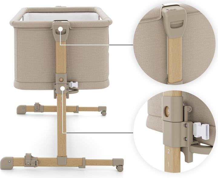 Actual product image KinderKraft co-sleeping crib Nestee Grow 2 beige wood