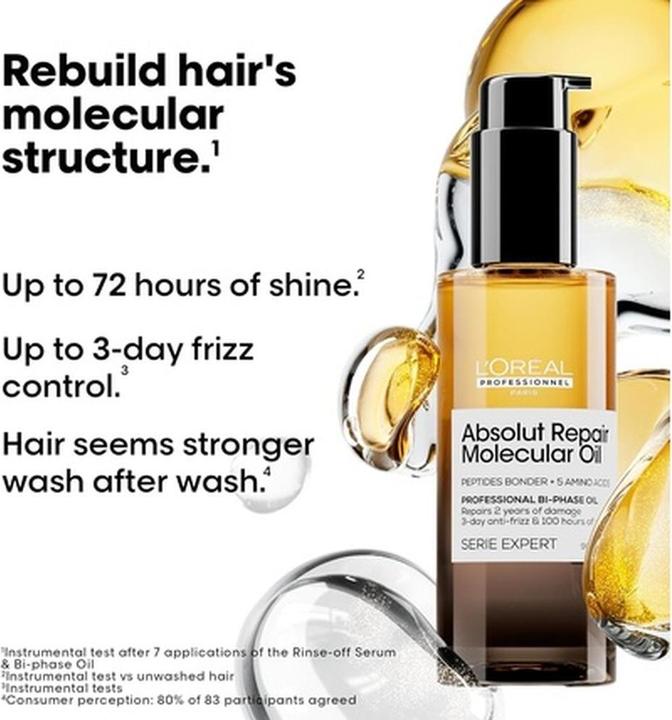 Produktbild L'Oréal Professionnel L'OrÃ©al Professionnel - Absolut Repair Molecular Bi-Phase Oil for Damaged Hair - Volume: 90 ml (90 ml)