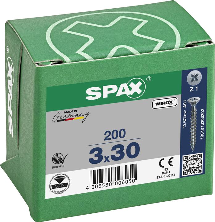 Actual product image Spax Countersunk Head Brake Ribs Cross Recess Z1 Fully Threaded Wirox (200 Screws per piece)