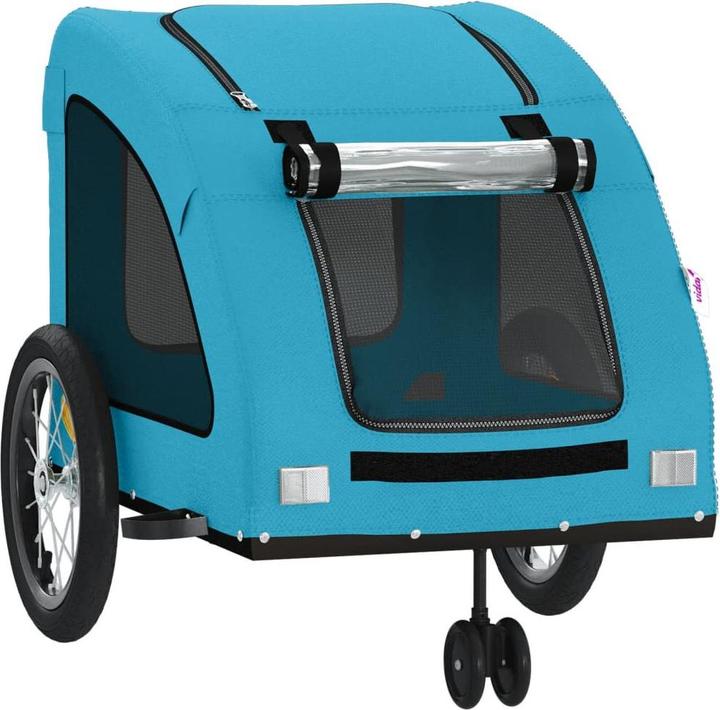 Produktbild vidaXL Fahrradanhänger Hunde Blau Oxford-Gewebe und Eisen