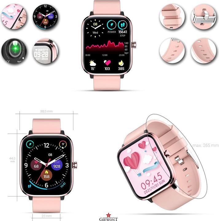 Actual product image Giewont GW230-1 Rose Gold Pink Smartwatch