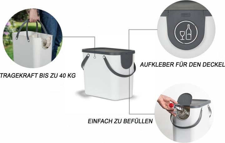 Produktbild Rotho Mülleimer ALBULINO, 25L, weiss sp. (25 l)
